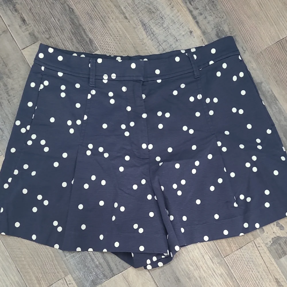 J. Crew Navy Size 12 Polka Dot Cotton Blend Shorts Whimsical Summer
